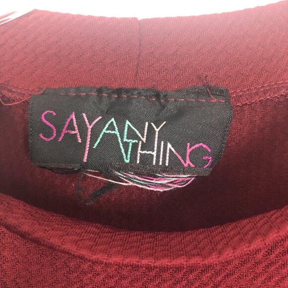 Sayany Thing High-Neck Off-Shoulder Burgundy Ruffle Top Size S - Picture 5 of 10